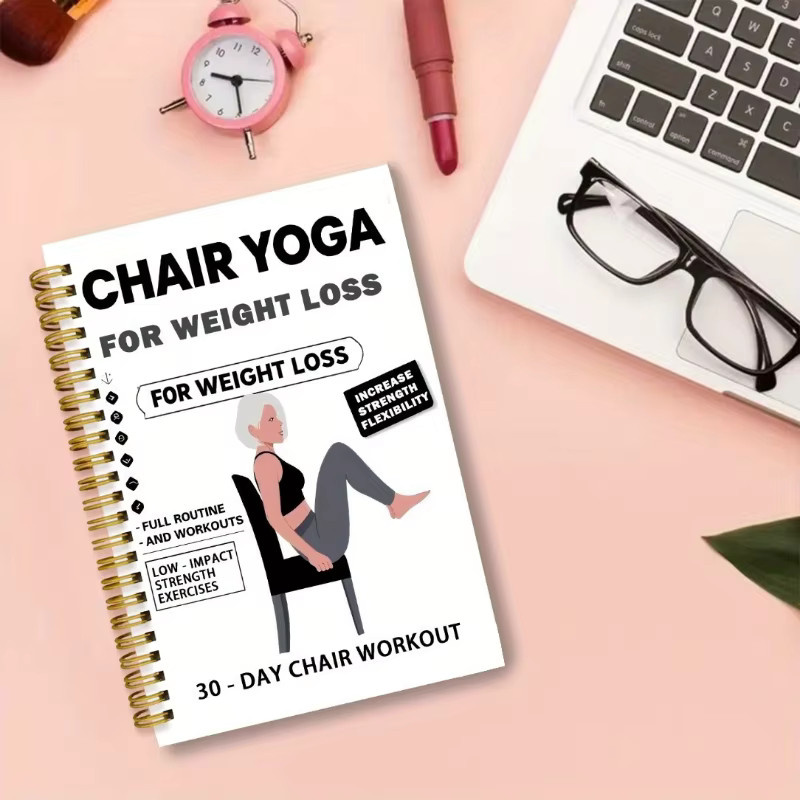 28-Tage-Stuhl-Yoga-Spiralnotizbuch 2026 in Weiß für geführte Posen und Fortschrittstracking - Bild 2