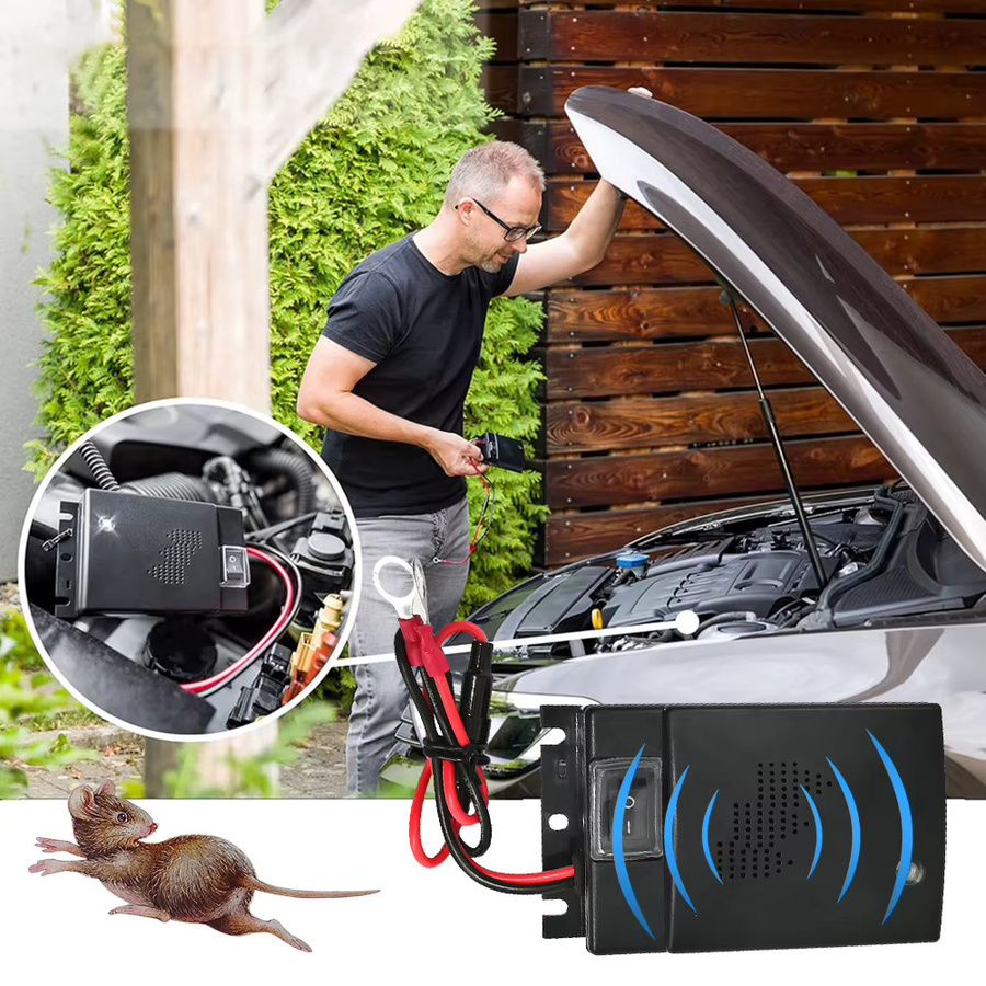 ALLOET Ultraschall-Mäuseabwehrgerät für LKWs und Autos in Schwarz mit intelligentem Sensor und Selbstprüfmodus für den Außenbereich - Bild 2