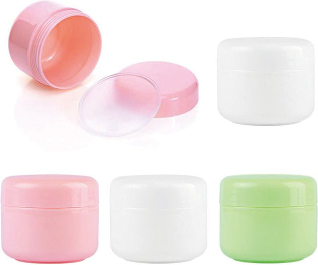 SZCJMYKJ Set aus 5 wiederbefüllbaren Kosmetikbehältern aus Kunststoff in Pink für Make-up, Gesichtscreme und Lotion, Füllmengen: 10g, 20g, 30g, 50g und 100g - Bild 1