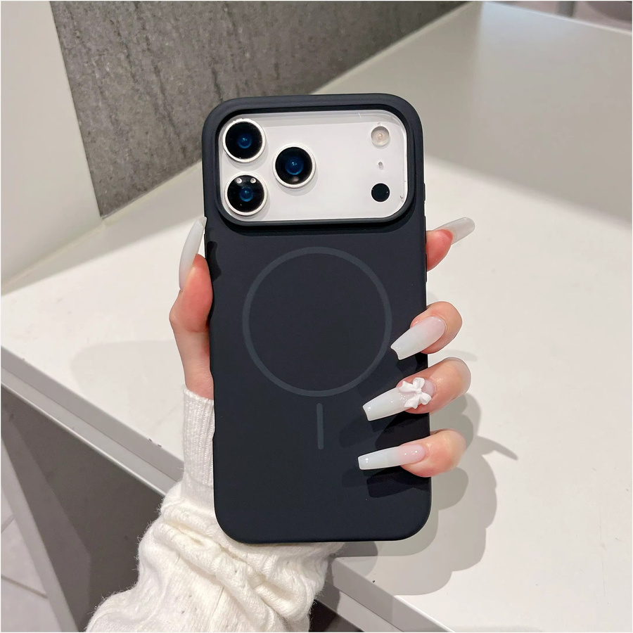 szHAIyu Magnetische Slim Handyhülle aus flüssigem Silikon für Apple iPhone 13 14 15 16 17 Pro Max Plus Air mit MagSafe Kompatibilität in Gelb - Bild 4
