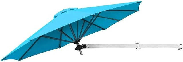 COSTWAY Wand-Sonnenschirm kippbar in Türkis aus Aluminium und Polyester für den Balkon - Bild 1