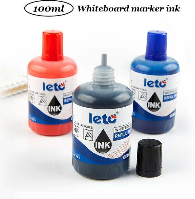 Nachfüllset für Whiteboard-Marker mit 100 ml in den Farben Rot, Blau, Schwarz und Grün - Bild 1