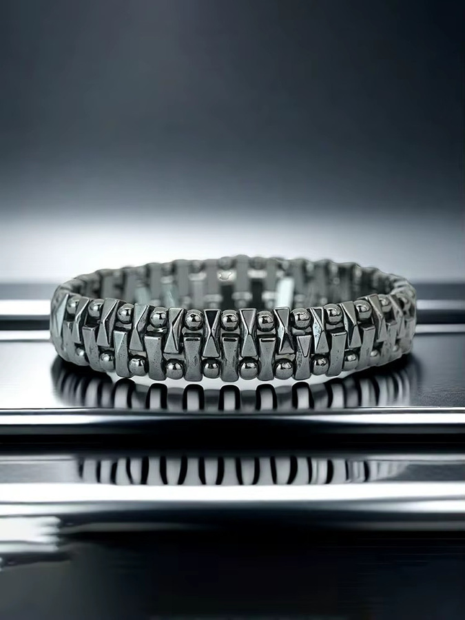Noter Armband, Hämatit, Perle, Schwarz, Herren, Punk - Bild 5