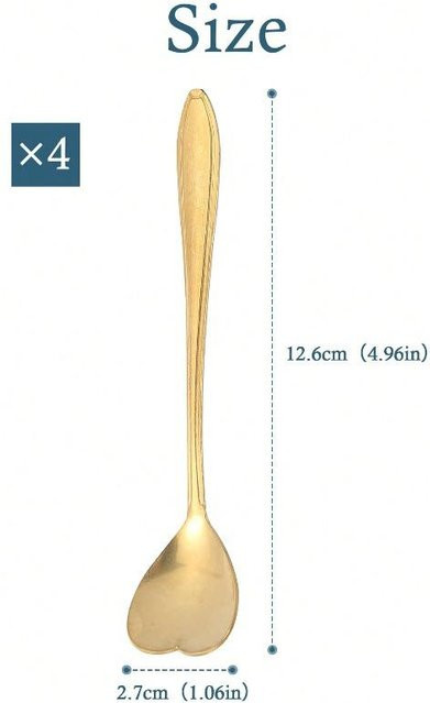Kreativer Kaffee- und Teelöffel mit Herzdesign von The Red Sun aus poliertem Edelstahl in Gold - Bild 1