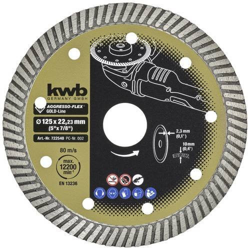 Kwb Diamanttrennscheibe für Beton, Stein und Fliesen, Durchmesser: 125 mm, Bohrungs-Ø: 22 mm, Mehrfarbig - Bild 1