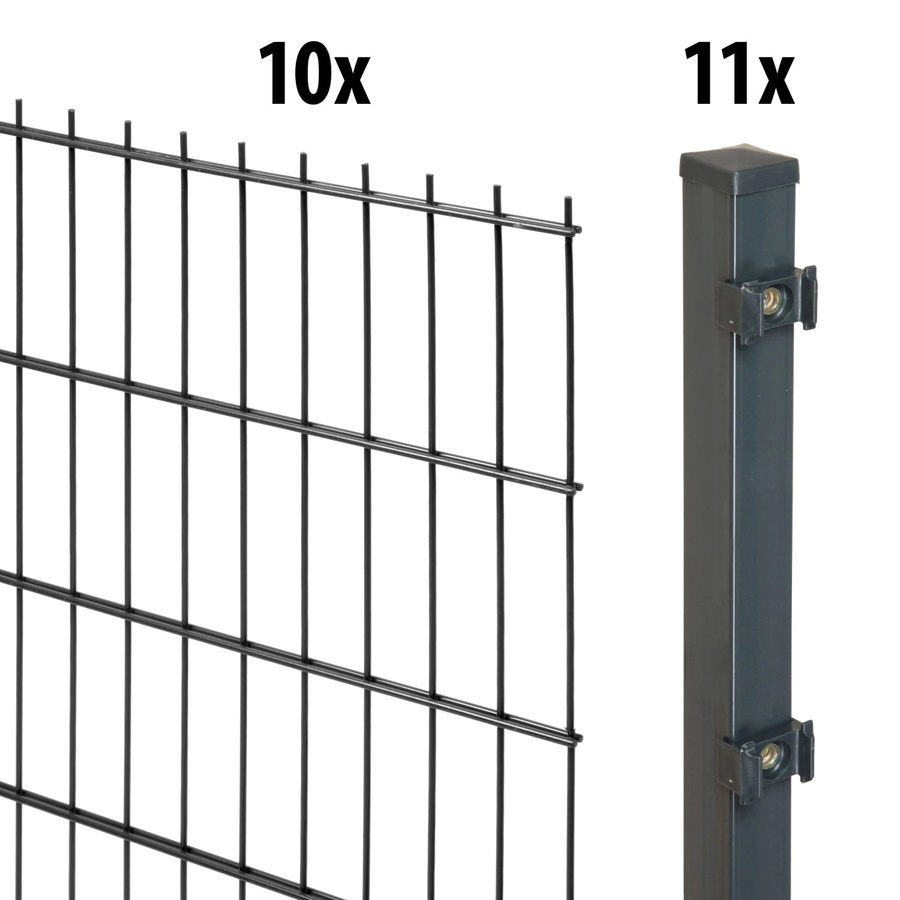 Floraworld Doppelstabmatten-Set aus Stahl in Anthrazit, Höhe: 140 cm, Länge: 20 m - Bild 2