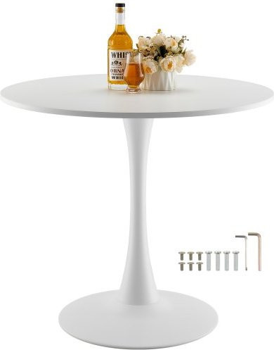VEVOR runder Esstisch im Tulpendesign mit Säulenfuß, weiß, Durchmesser: 80 cm, Höhe: 72,5 cm - Bild 1
