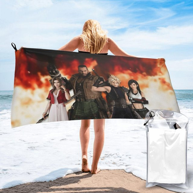 Final Fantasy VII Strandtuch aus Mikrofaser, schnelltrocknend und saugfähig, Mehrfarbig, B: 80 cm, L: 160 cm - Bild 1