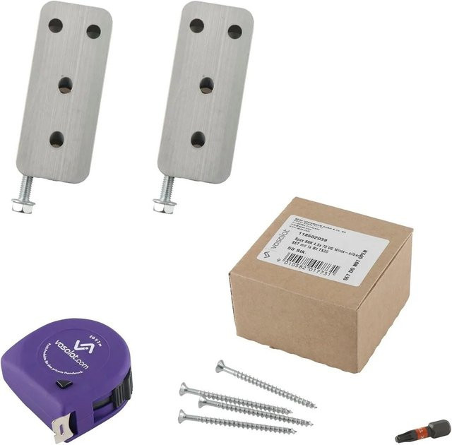 vasalat Set HVP Schwerlastverbinder aus Aluminium in Silber mit Spaxschrauben und TX20 Bit, Maße: B: 60 mm, H: 25 mm, T: 12 mm - Bild 1