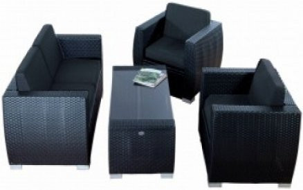 Gartenmöbel Barcelona aus Polyrattan in Schwarz - Bild 1