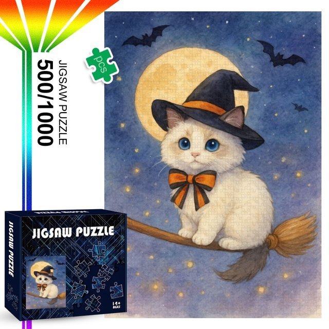AZNM Katzenreiter Besen Fantasieszene, Puzzle, ab 14 Jahren - Bild 1