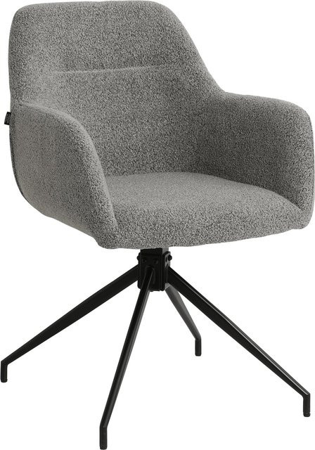 CLP Esszimmerstuhl Merlinda Sessel mit Teddystoff, drehbar 360 Grad, gepolsterter Polsterstuhl mit Armlehnen und Rückenlehne, Grau - Bild 1
