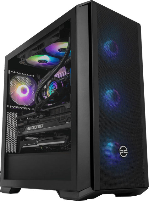 PCSpecialist Impact 302 Gaming-PC mit RTX 5070 Ti, AMD Ryzen 7, 32GB RAM und 2TB SSD in Schwarz und Transparent - Bild 1