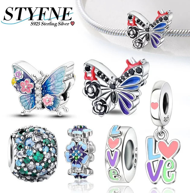 Charm-Armband 925 Silber, Perle, lila - Bild 1