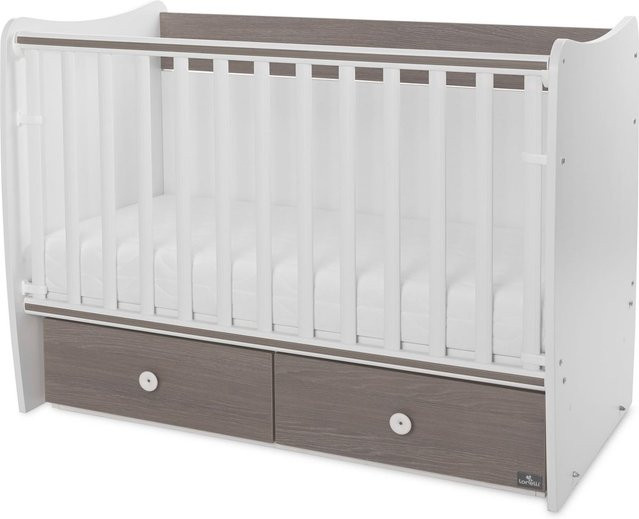 Lorelli Babybett MATRIX NEW Kinderbett mit 2 Schubladen und abnehmbarer Seitengitter, braun, B/T: 120 x 60 cm - Bild 1