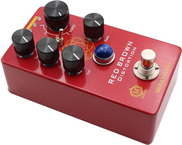 MOSKYAUDIO Gitarren-Verzerrungseffektpedal für Gitarre und Bass in Rot und Braun - Bild 1