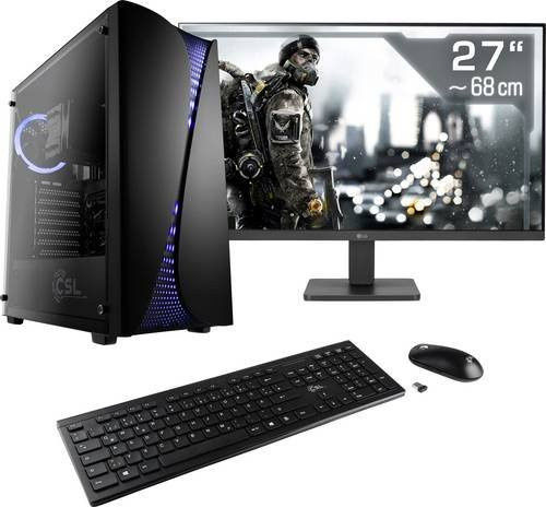 CSL Computer Gaming PC M11300H in Schwarz mit 27 Zoll Full HD Monitor, AMD Ryzen 5 8600G, 32GB RAM, 1TB SSD, AMD Radeon Onboard Graphics und Windows 11 Home - Bild 1