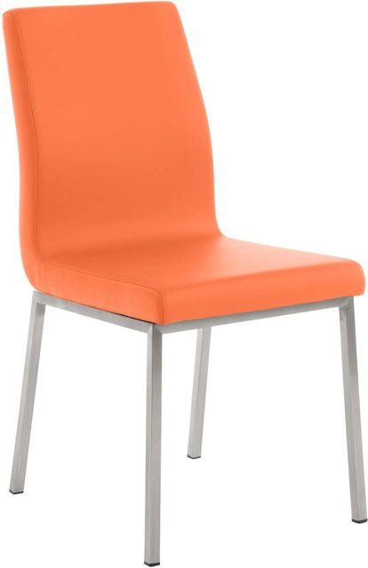 DELUKE Esszimmerstuhl TUTOR in Orange aus Kunstleder mit Edelstahlgestell, B/T/H: 40 x 50 x 88 cm - Bild 1