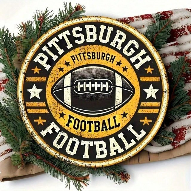 CIFBUY Vintage Pittsburgh Steelers Metallschild in Gelb, Wanddekoration aus Aluminium, B/H: 20,32 x 20,32 cm - Bild 1