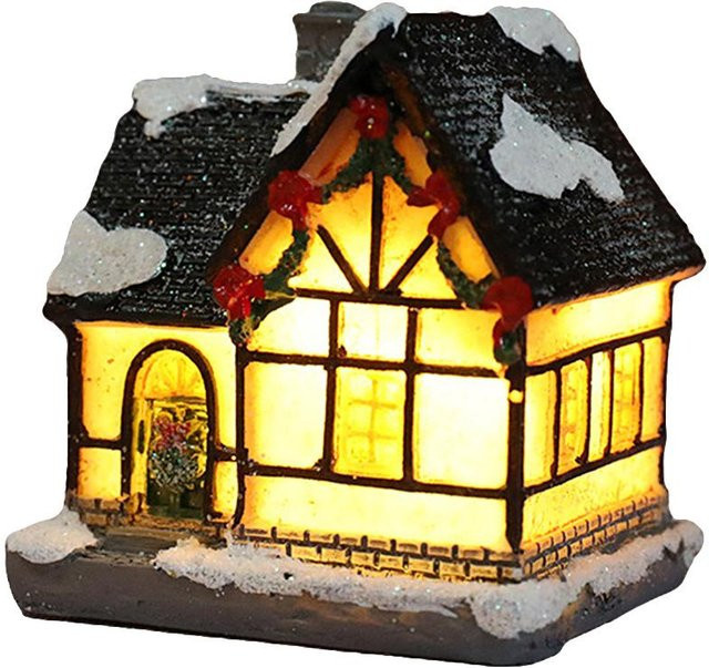 TOMTOP JMS LED Weihnachts-Resin-Lichthaus in Schwarz als Weihnachtsdekoration für dein Tischarrangement - Bild 1