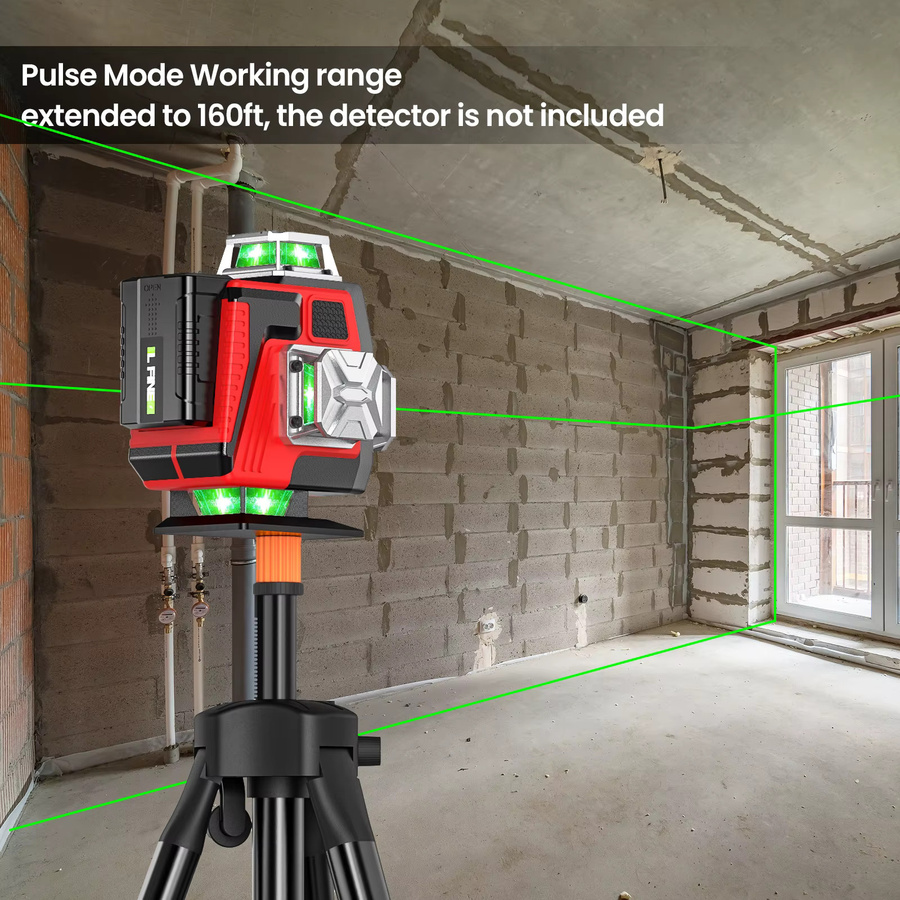 Seeiswork 4D-Laser-Nivelliergerät mit 16 grünen Linien für hochpräzise Wandlinienverlegung - Bild 5