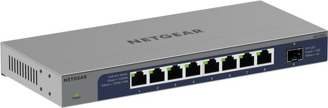 Netgear GS108X Unmanaged Switch mit 8 x 10/100/1000 Ethernet und 1 x 10 Gb SFP+ Uplink in Silber/Grau - Bild 1