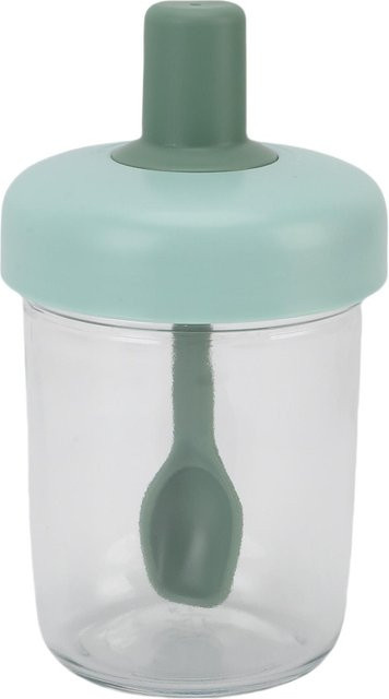 Tragbarer Haferflockenbehälter aus Glas von CosyHome mit Silikongriff, Doppeldichtung und Löffel, grün - Bild 1