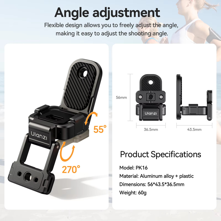 Ulanzi PK16 Magnetische Halterung mit Schnellwechsel-Adapterrahmen für DJI Osmo Pocket 3 und DJI Osmo Pocket 4, Schwarz - Bild 6