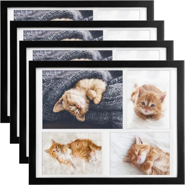 Bomoe Galeria Bilderrahmen Set in Schwarz mit 4 Rahmen aus MDF-Holz und Kunststoffglas - Bild 1