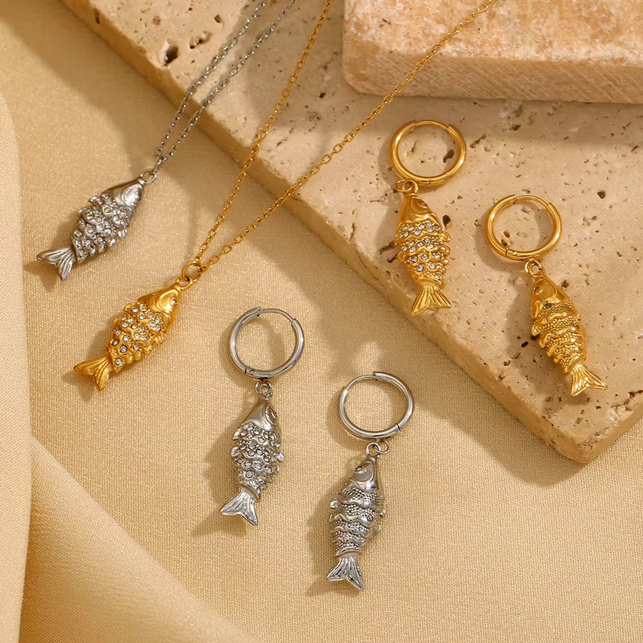 E.B.belle Schmuckset Halskette und Ohrring, Edelstahl, Gold, Kristall - Bild 3
