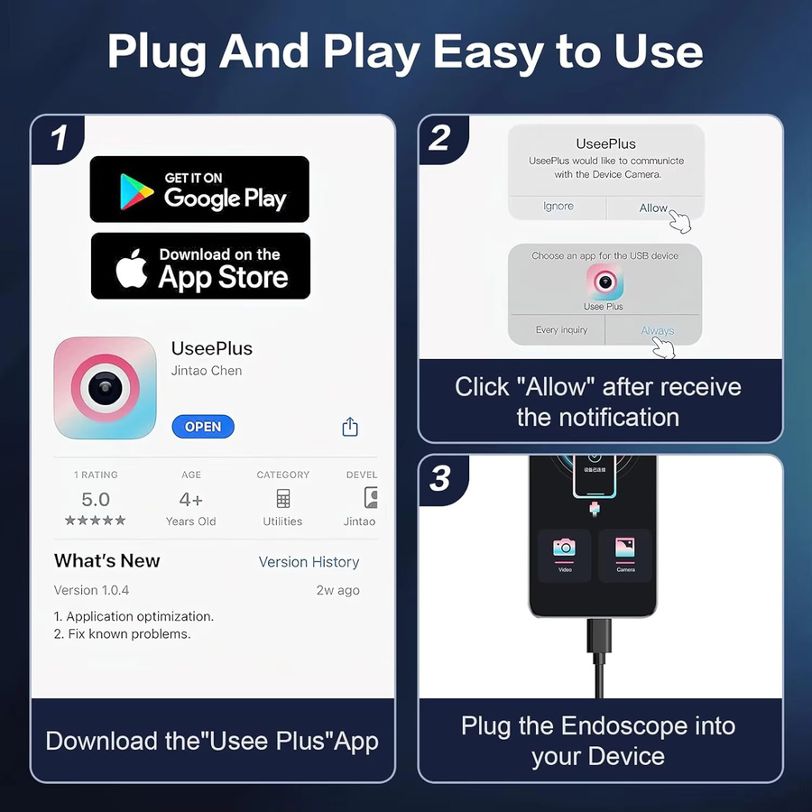 DUTRIEUX Endoskop Kamera für Android, iPhone und iOS zur Inspektion von Auto, Rohr und Kanalisation, Schwarz, Durchmesser: 5,5/8 mm - Bild 5