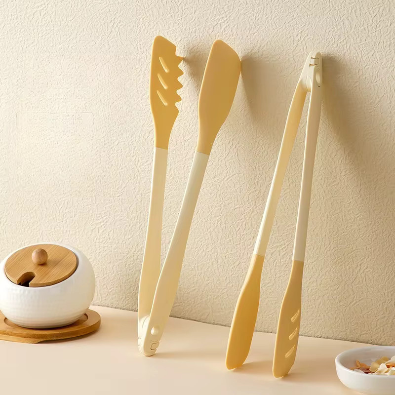 PDQ 3-in-1 Silikon-Lebensmittelzange in Beige, hitzebeständig und rutschfest zum Kochen, Grillen und Servieren - Bild 2