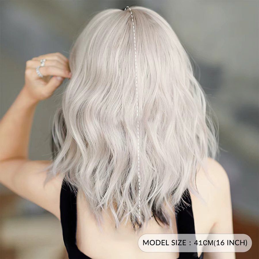 7JHH WIGS Perücke, schulterlange Wasserwellen, Aschgrau, Damen - Bild 4