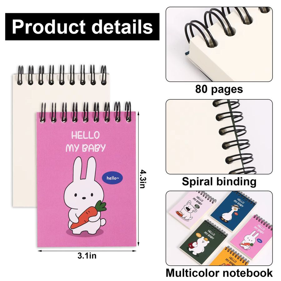 Set aus Mini-Spiralnotizbüchern mit Softcover und linierten Seiten, blau und mehrfarbig, B/T/H: 10,9 x 7,9 cm - Bild 2