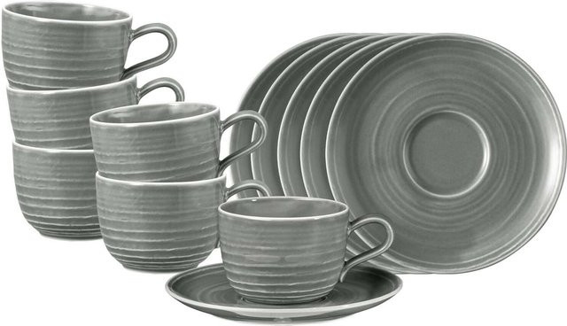 Seltmann Weiden Terra Kaffeetassen mit Untertassen 6er Set Perlgrau 260 ml - Bild 1