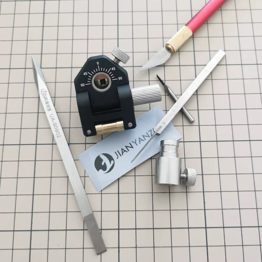 JIANYANZHE Modellwerkzeug Schiebemesser und Anreißmesser mit Festwinkelschärfer und 2 Spannzangen in Schwarz aus Metall - Bild 3