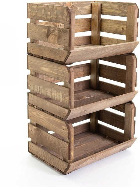 HolzFee Obst- und Gemüsekiste aus Kiefernholz in Braun, B/T/H: 40,0 x 66,0 x 7,5 cm - Bild 1