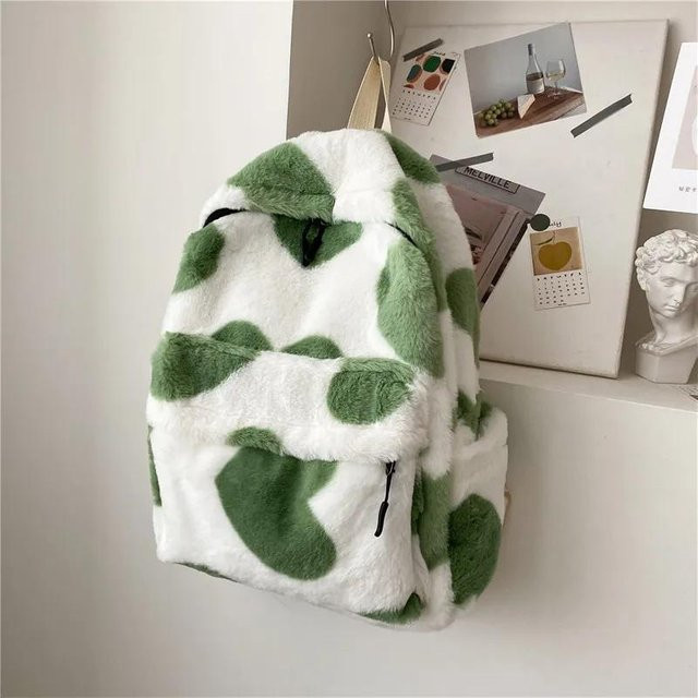 Weft Herz-Plüsch-Cartoon-Rucksack, grün - Bild 1
