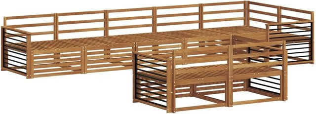 vidaXL Outdoor-Sofagarnitur aus Akazienholz in Braun, 8-teiliges L-Shape Set mit Polstern - Bild 1