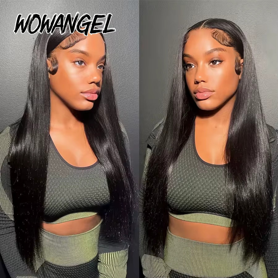 WOWANGEL Jet Black Straight Perücke, 13x6 HD Lace Front, 100% Echthaar - Bild 3