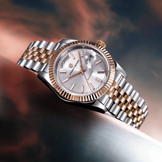 Pagani Design Armbanduhr, Automatik, Edelstahl, Silber-Gold, 36 mm, Herren - Bild 1