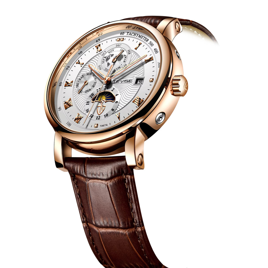 LIGE Chronograph, Quarz, Leder, Edelstahl, Datum, Herren - Bild 7