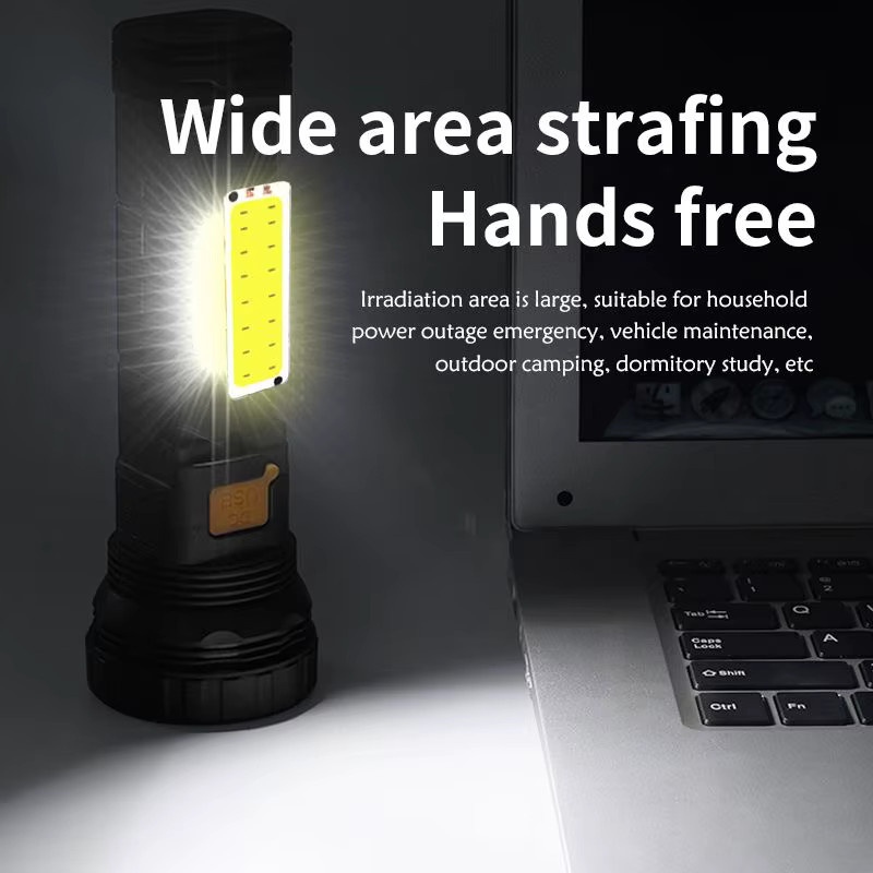 Mikenoon Multifunktionale Solar-LED-Taschenlampe mit Powerbank und großer Reichweite, schwarze taktische Notfall-Laterne für Garten und Outdoor - Bild 5