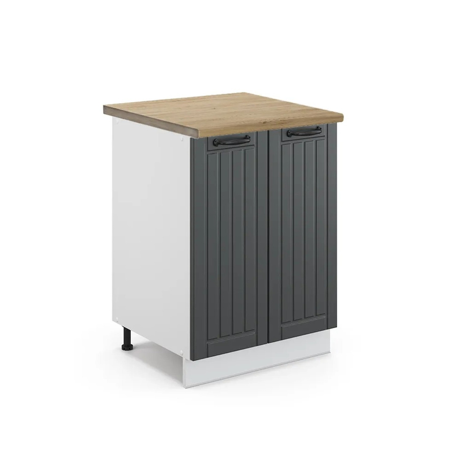 Vicco Küchenunterschrank Fame-Line in Anthrazit und Weiß mit Eiche-Optik im Landhausstil, B/T/H: 60 x 60 x 82 cm - Bild 2