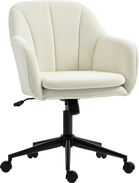 HOMCOM Schreibtischstuhl in Beige mit Samtoptik, höhenverstellbarer Drehstuhl mit Wippfunktion und gewölbter Rückenlehne für dein Homeoffice - Bild 1