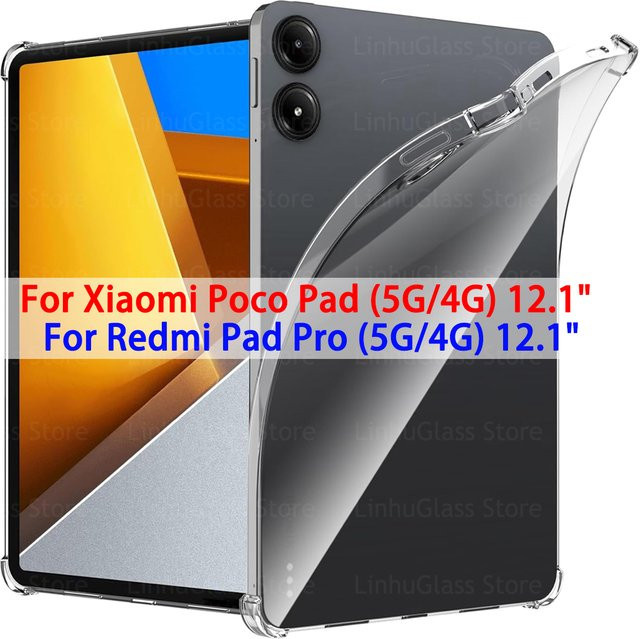 Stoßfeste und ultraschlanke TPU-Schutzhülle für Xiaomi POCO Pad und Redmi Pad Pro 4G/5G in Transparent - Bild 1
