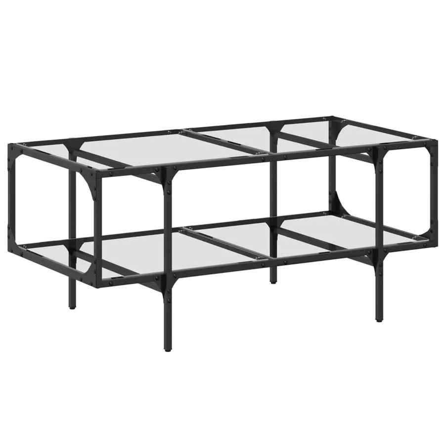 vidaXL Couchtisch modern mit Glasplatte und Stahlgestell, Transparent/Schwarz, B/T/H: 98,5 x 50 x 45 cm - Bild 2