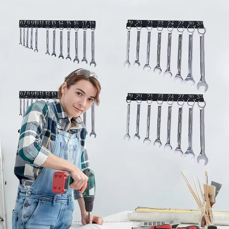 DDPNKL Magnetischer Werkzeug-Organizer aus Metall in Schwarz, wandmontiertes Aufbewahrungssystem für Schraubendreher und Schraubenschlüssel - Bild 3