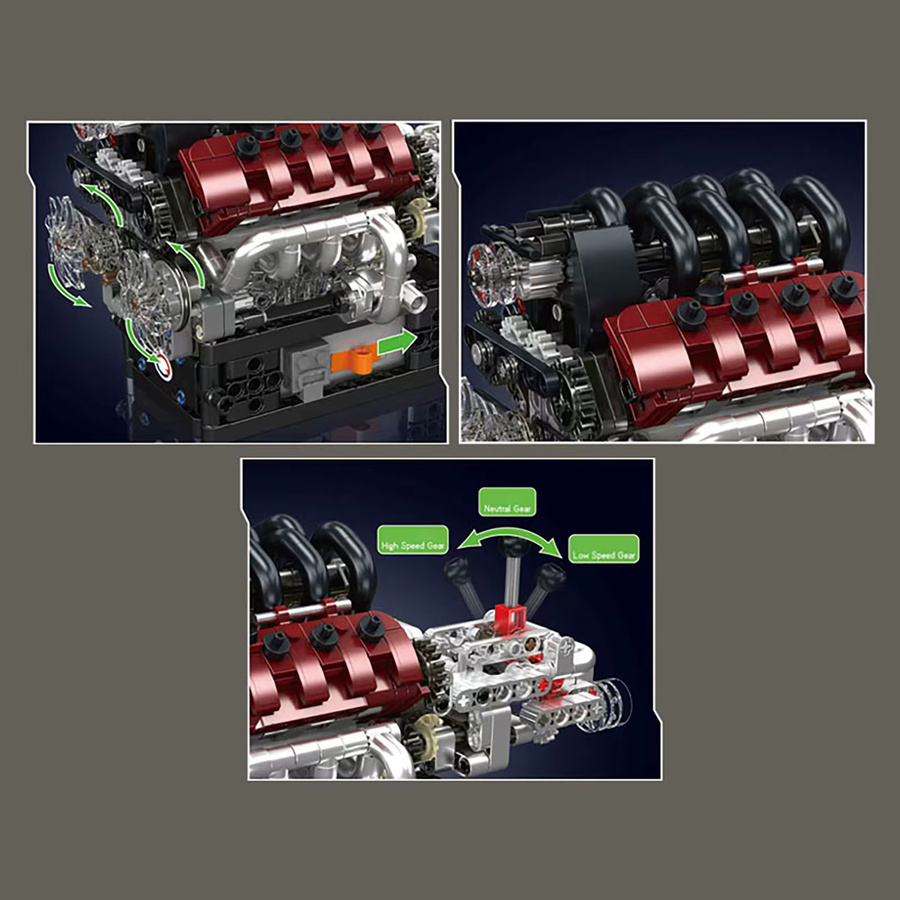 MOULDKING GTS V8 Motor und Getriebe-Bausteine Set mit Getriebesteuerung in Mehrfarbig - Bild 3