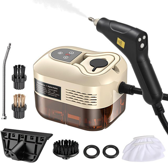 Aimo Handheld Multi-Oberflächen Dampfreiniger mit Touchscreen und 6 Zubehörteilen, 6 einstellbare Stufen, Beige - Bild 1